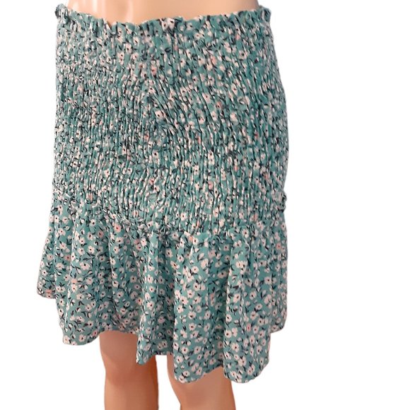 Good Luck Gem Dresses & Skirts - Aqua Blue Floral-Print Smocked  Good Luck Gem Women's Skirt